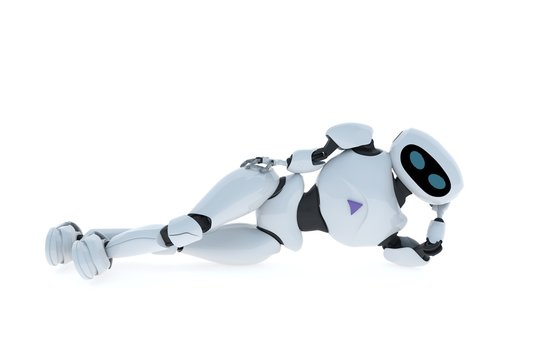 robot lie on the floor, 3d render.