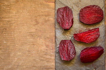 beet (beetroot vegetables). Healthy food. Copy space. Top view