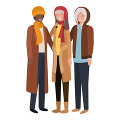 group of people with winter clothes avatar character