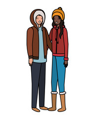 couple with winter clothes avatar character