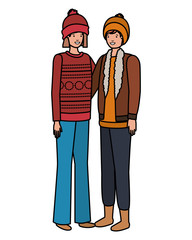 couple with winter clothes avatar character