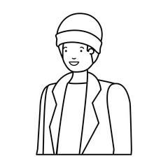 young man with winter clothes avatar character