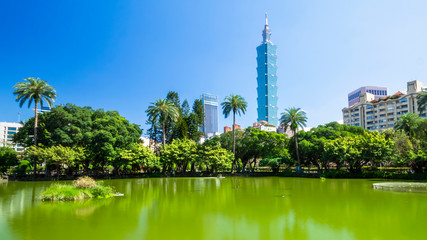Landscape of Taipei city beside the lake 2