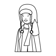 young woman with winter clothes avatar character