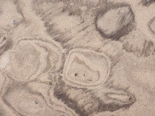 Beach sand with  shapes from crushed shells and sediments