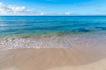 An idyllic sandy beach on the island of Barbados, in the Caribbean