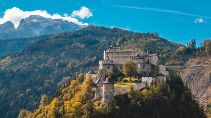 Beautiful alpine view of castle Hohenwerfen - Salzburg - Austria