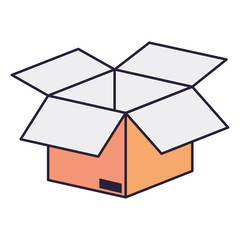open cardboard box isolated icon