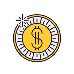 coin with dollar symbol isolated icon