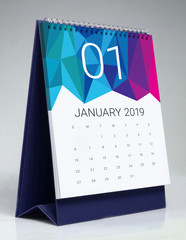 Simple desk calendar 2019 - January