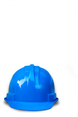 Engineer hat blue color on white background.