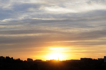Magical view of gorgeous sunset over cityscape