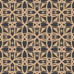 Vector damask seamless retro pattern background curve cross frame kaleidoscope