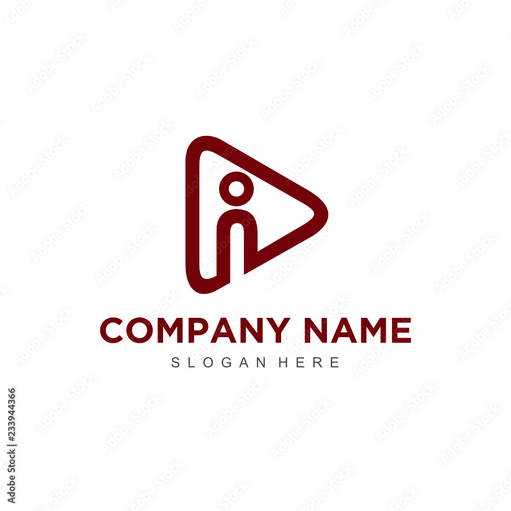 Poster simple and minimalist play logo design vector