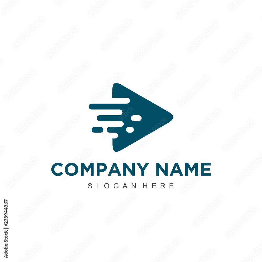 Poster simple and minimalist play logo design vector