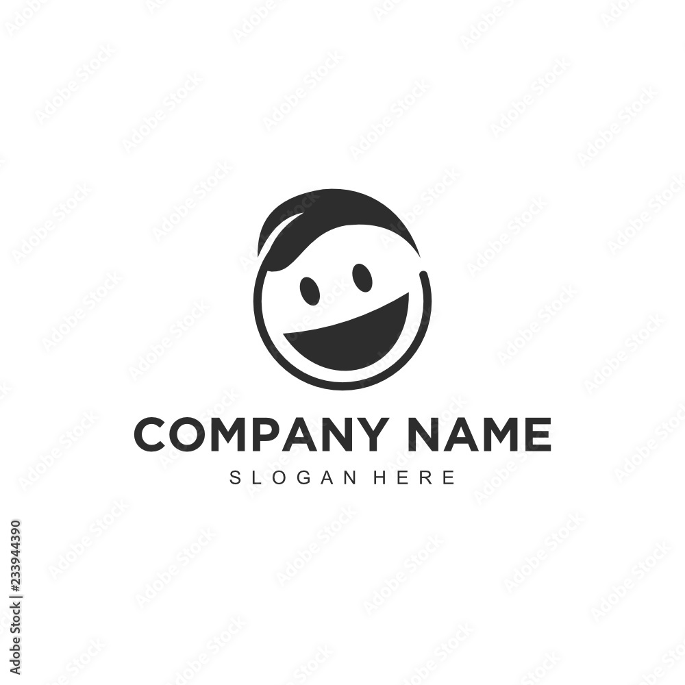 Poster simple and minimalist smile logo design vector