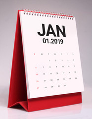 Simple desk calendar 2019 - January