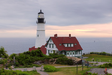 Fototapeta na wymiar The Portland Head Lighthouse in Cape Elizabeth, New England, Maine, USA
