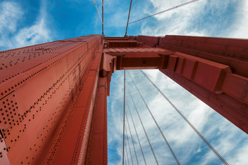 A closeup of Golden Gate Bridge, on a sunny day in San Francisco, California. - Powered by Adobe