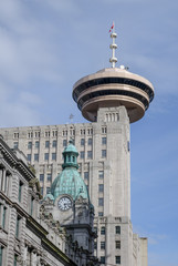 Skyline of assorted buildings downtown in Vancouver, British Columbia