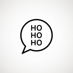 Christmas speech bubble with ho ho ho line icon, outline vector sign, linear style pictogram isolated on white. Santa Claus laughter symbol, logo illustration. Editable stroke.