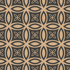 Vector damask seamless retro pattern background round curve cross frame line flower