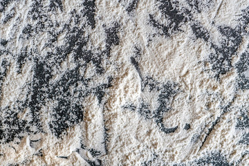 top view of flour on the table background f