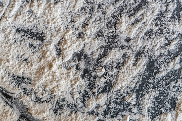 top view of flour on the table background f