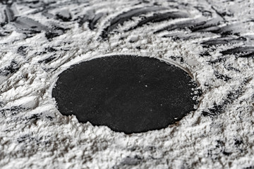 top view of circle copy space of flour background f