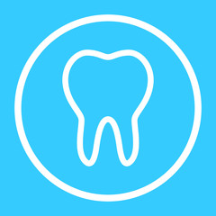 teeth icon, dentist flat vector symbol, a healthy tooth  isolated on blue background