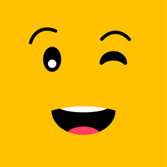Winking funny emotion emoji face. Simple emoticons pictograms. Vector illustration EPS 10.