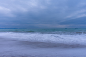 Cold morning near the sea. 