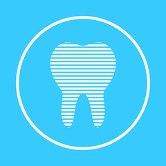 teeth icon, dentist flat vector symbol, a healthy tooth  isolated on blue background