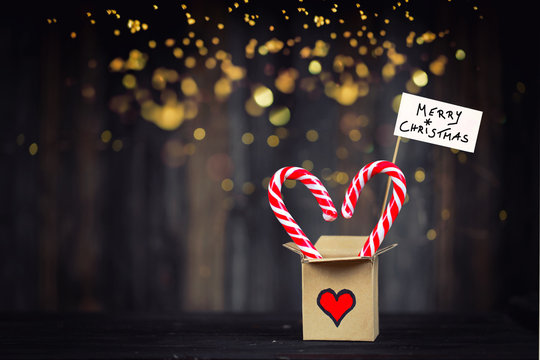 merry christmas - christmas gift box on festive background