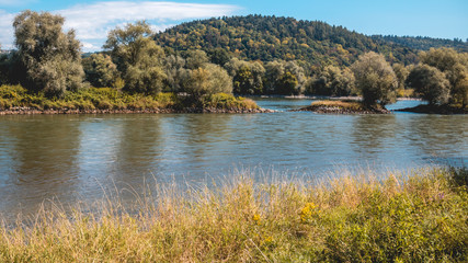 Beautiful reflections at the mouth of the Isar