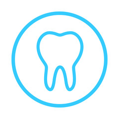 teeth icon, dentist flat vector symbol, a healthy tooth  isolated on blue background