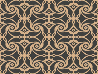 Vector damask seamless retro pattern background round spiral vortex cross frame flower kaleidoscope