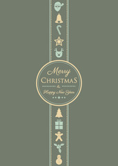 Christmas greetings with vintage ornaments. Vector.