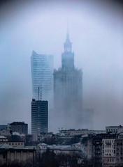 PKiN we mgle © Drone in Warsaw