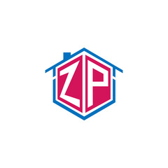 hexagon letters zp architecture logo, icon, symbol