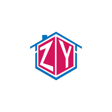 hexagon letters zy architecture logo, icon, symbol