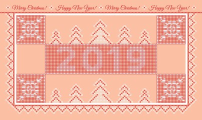 2019 Merry Christmas and Happy New Year Greetings Card