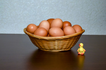 Cooking eggs are in the Easter basket.