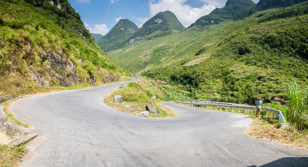 Scenic view of the road to Ha Giang, also called as the East-North route. This route one of the...