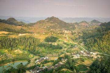 Scenic view of the road to Ha Giang, also called as the East-North route. This route one of the most two famous routes for biker in the north of Vietnam