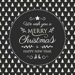 Christmas banner with festive ornaments and greetings. Vector.