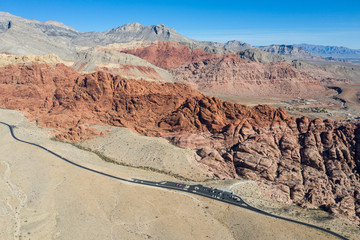 Aerial View of Red Rock Sandstone Formations in Red Rock Canyon Near Las Vegas