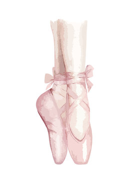 Watercolor ballet illustration. Hand drawn vector art. Fashion print