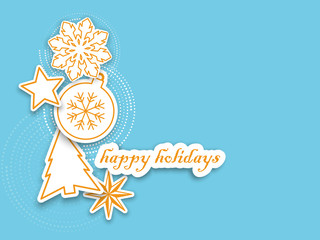Blue Happy holidays card with Christmas tree decoration