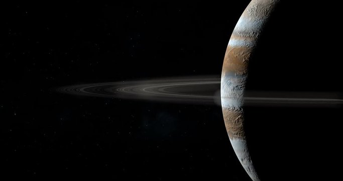 Jupiter planet and spatial rings in the outer space
